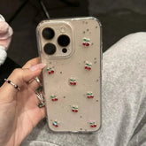 Cherry Glitter Clear iPhone Case